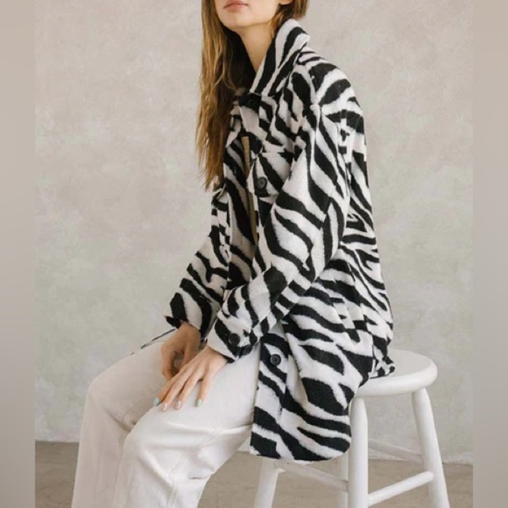 Stories Zebra Print Long Coat